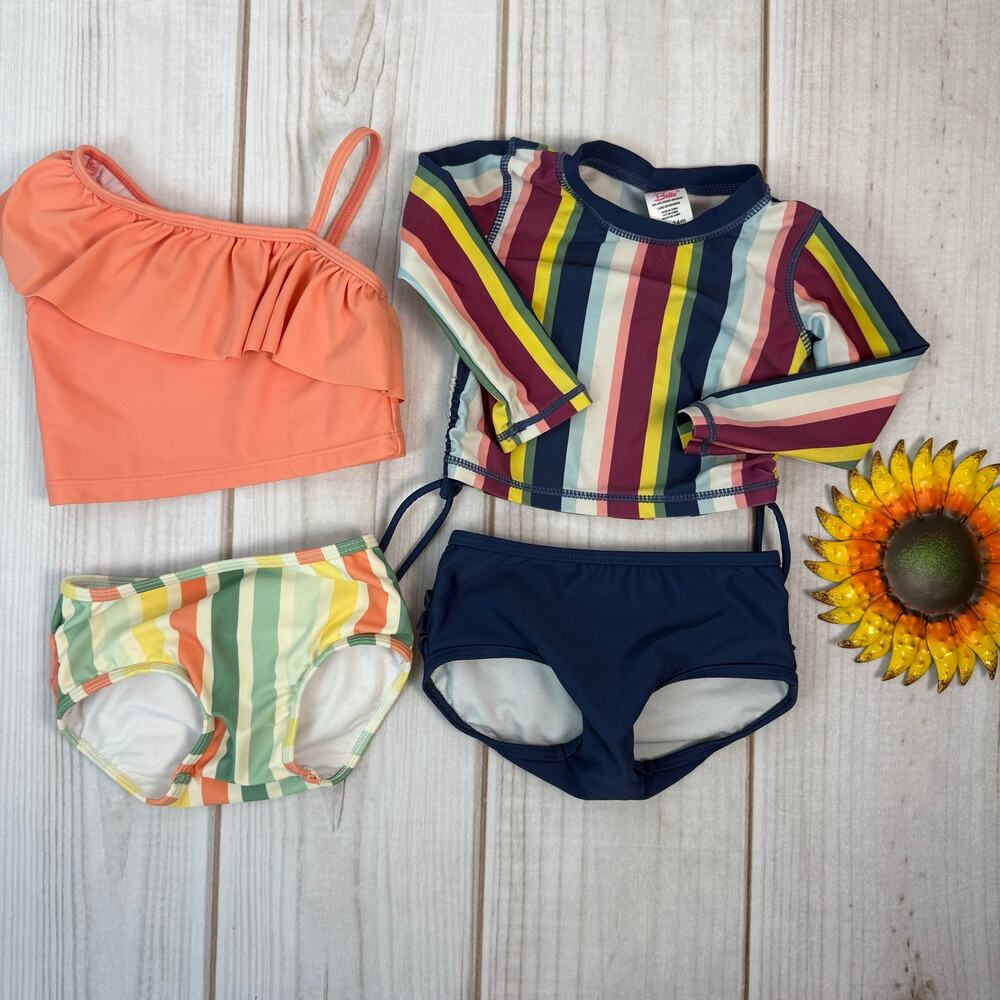 Ruffle Butts Girls Rash Guard Swim Set Two PIece Swim Set Bundle 18-24m‎